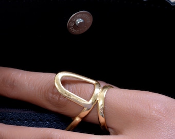 Gold Abstrakter Statement Ring, 18K vergoldeter Messing Ring, moderner offener Bandring, geometrischer Schmuck, Geschenk für sie, Weihnachtsgeschenk