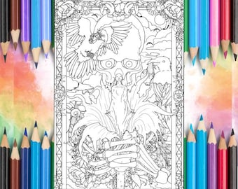 Página para colorir de fantasia - Ossos em flor