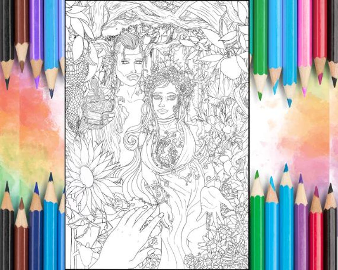 Fantasy Coloring Page-welcome to Our Garden - Etsy