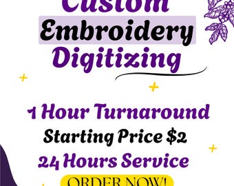 Custom Embroidery Digitizing Service: DST, PES, JEF Files