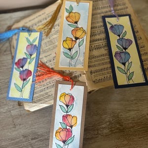 Hand-painted watercolor bookmarks (Set of 4)