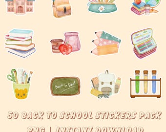 Back to School Stickers – 50 Planner Designs (Digital Download)
