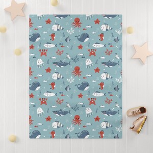 Adorable Ocean-Themed Baby Blanket, Soft Fleece Blanket, Nautical Baby Gift, Under the Sea Decor, Baby Shower Present, Toddler Blanket