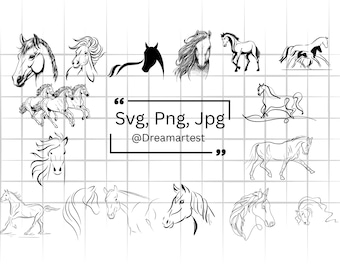 Pferd Linie Kunst, Pferd SVG, Pferdekopf zwart, Pferd Clipart, Pferd Silhouette, Dateien für Cricut, Pferd Vektor, sofortiger Download, Pferd geschnitten Datei