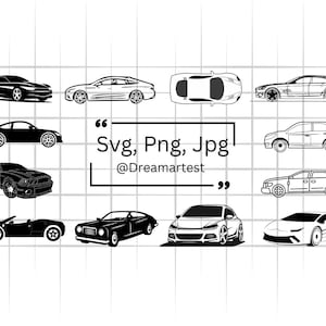 Car SVG Bundle, Sports Car Silhouette SVG, Classic Car Clipart, Vintage Car Vector, Car Sticker Designs, Laser Cut Files, Car SVG for Cricut