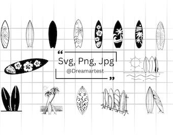 Deska surfingowa SVG, Surfing SVG, Surf SVG, Hawajska deska surfingowa SVG, Kwiatowa deska surfingowa SVG, Lato SVG, Plik dla Cricut, Ocean SVG, Plaża SVG, PNG