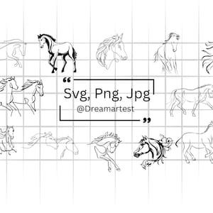Horse Line Art SVG: Silhouette Vector Cut File (Instant Download)