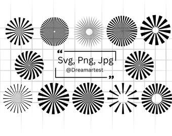 Retro Sunburst SVG Bundle, Boho Sun Rays SVG, Minimal Sun Clipart, Radiating Light Cut Files for Cricut & Silhouette, Svg Sublimation Design