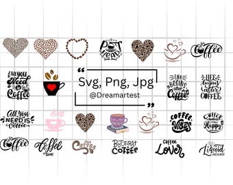 Coffee SVG Bundle, Coffee Png Bundle, Caffeine Svg, Coffee Bar Svg, Coffee Shirt Svg, Coffee Mug SVG, Svg Cut Files for Cricut & Silhouette