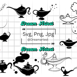 Magic Lamp SVG, Genie Lamp Svg, Vector Cut Files, Alladin Lamp Cut Files, Genie Lamp Silhouette, Lamp Clipart, Magic Png, Digital Download