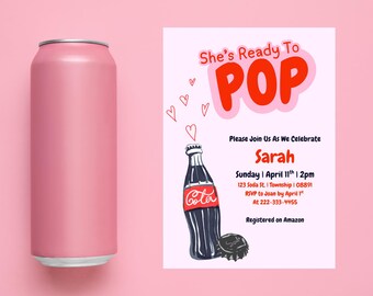 Invitación para baby shower con refresco: Plantilla editable de Canva (descarga digital)