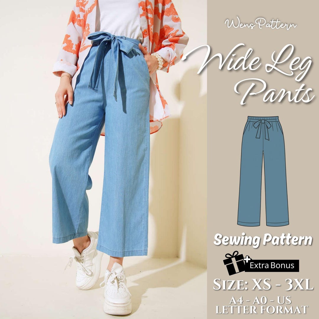 Wide Leg Pants Sewing Pattern | PDF Template | Beginner Friendly | A4 ...