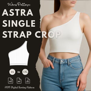 One Shoulder Knit Crop Top Sewing Pattern – Asymmetrical Summer Top XS–3XL – Beginner Friendly