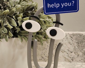 Clippy Desk Decoration – Customizable Retro Office Desk Decor, 3D Printed Computer Companion, Funny Coworker Gift