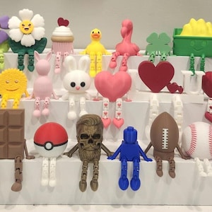 Computer Monitor Buddy Figurines– Articulated Dangling Leg Desk Characters, Cartoon Inspired Monitor Toppers, Office Decor Gift (Set 3)