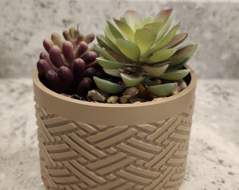 Succulent Planter: Modern Desk Decor, Gray Black Tan
