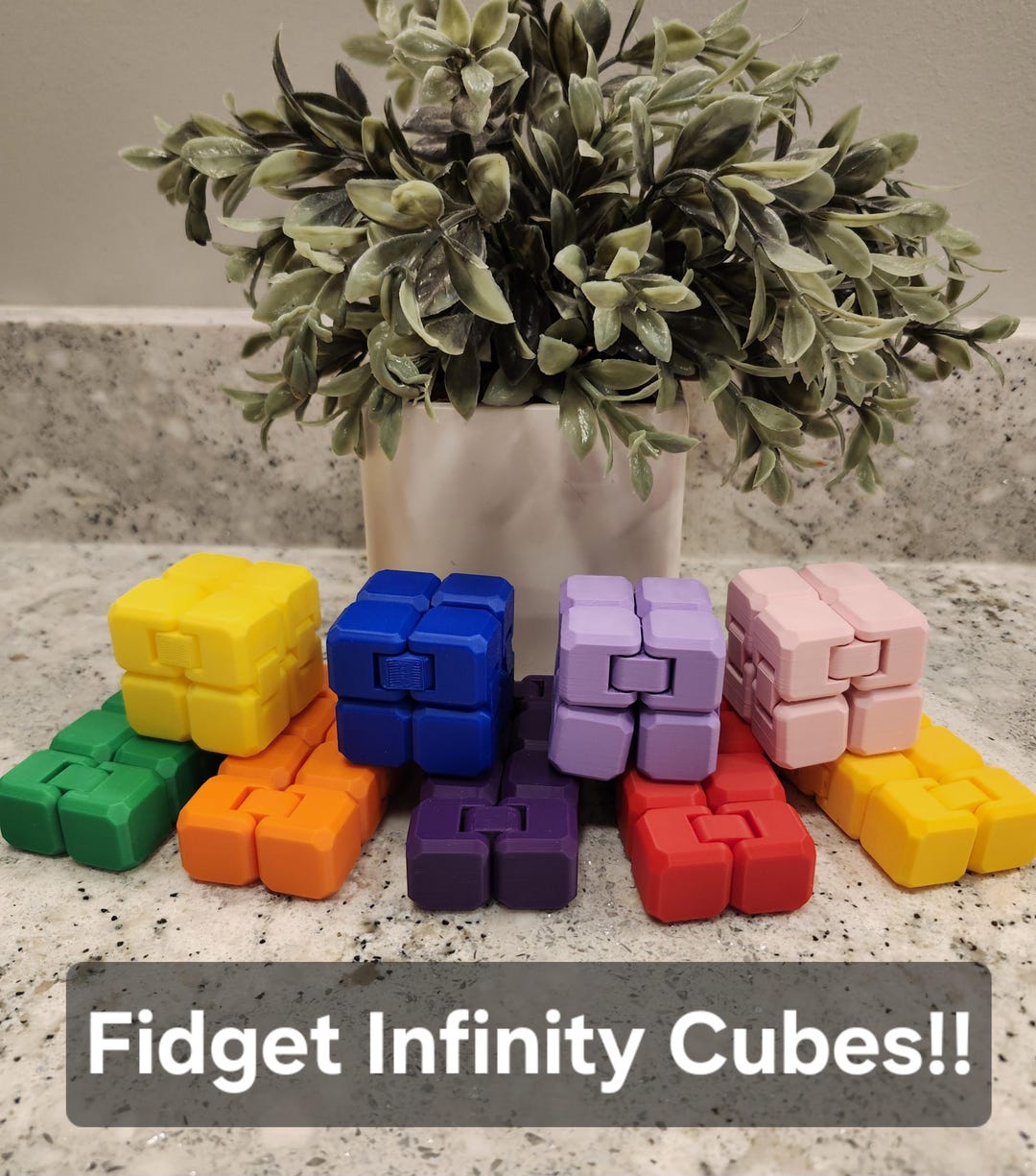 Pink Infinity Cube 3D Printed Infinity Cube – Continuous Folding Desk Toy, Colorful ...