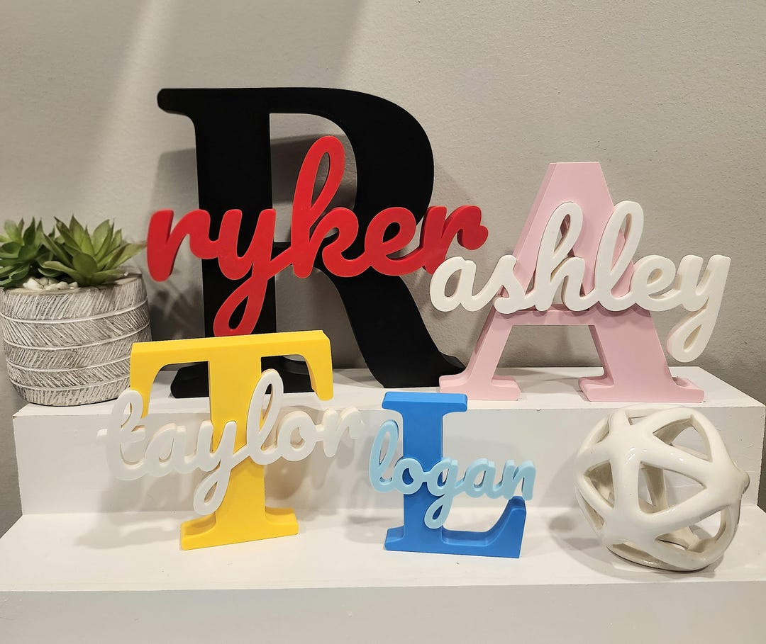 Personalized 3D Printed Name Sign, Custom Initial Name Decor, Nursery ...