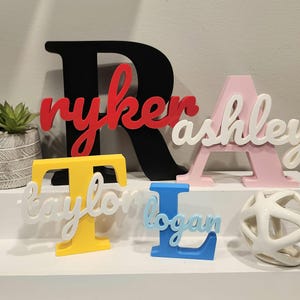 Personalized 3D Printed Name Sign, Custom Initial Name Decor, Nursery Shelf Wall Art