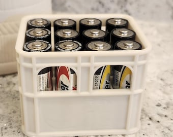 Handcrafted Resin Battery Crate Organizer: AA & AAA Battery Storage