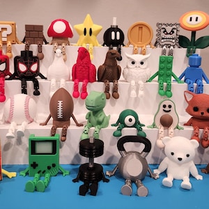 3D Printed Articulated Monitor Buddy Figurines – Desk Characters, Office Decor (Set 4)