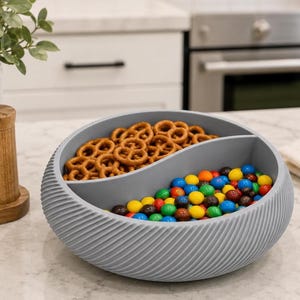 Snack or Candy Bowl with Divider – Candy Dish, Snack Bowl, Desk Organizer, Table Centerpiece, Rustic Red Home Decor, Terracota