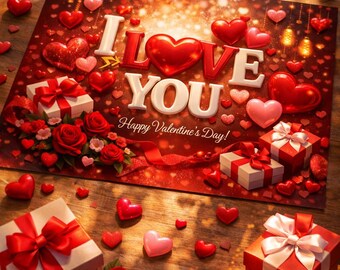 Tarjeta de San Valentín imprimible / Tarjeta de "Te amo" / Regalo romántico de San Valentín / Tarjeta de amor A4 / Descarga digital