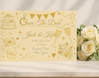 Tarjeta editable para guardar la fecha – Plantilla de invitación de boda personalizada – Descarga instantánea en PDF