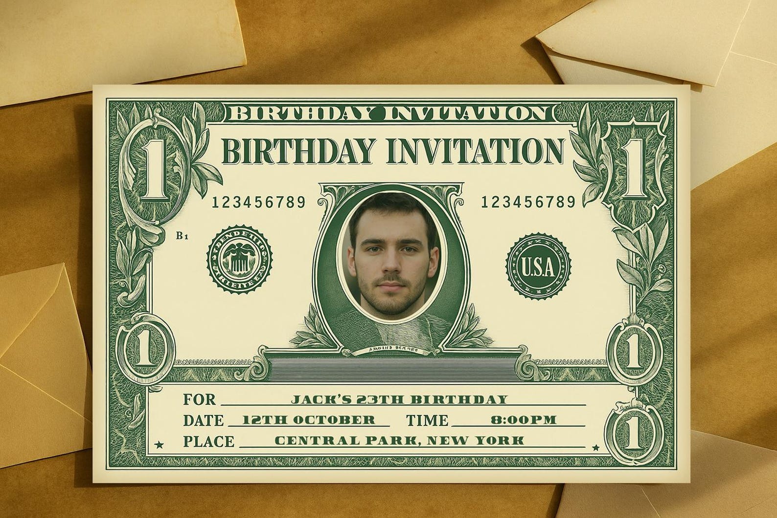 Dollar Bill Style Birthday Invitation – Editable Funny Party Invite ...