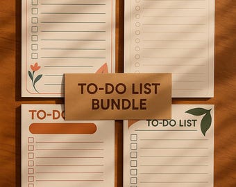 Paquete imprimible de listas de tareas minimalistas: 4 páginas de planificador en PDF: plantillas de listas de verificación estéticas para organizarse
