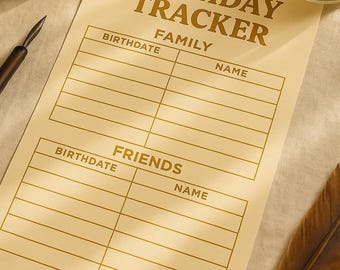 Calendario de cumpleaños imprimible y editable: recordatorio de cumpleaños para familiares y amigos (descarga digital en PDF)