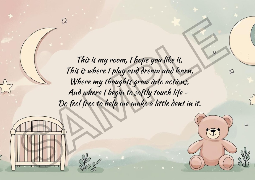 Printable Kids Room Wall Art • Whimsical Poem Print for Child's Bedroom ...