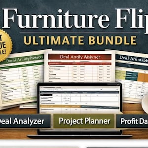 Furniture Flip Spreadsheet Bundle | Deal Analyzer + Project Planner + Profit Dashboard | Furniture Flipping Business Tool