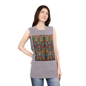 Tribal Stonewash Tank Top: Retro Beach Sleeveless Shirt