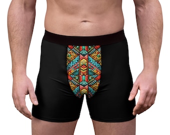 Men's All-Over Print Boxer Briefs: Soft Fleece, Geometric Design