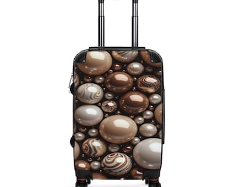 Chocolate Marble Spheres Suitcase | Brown Swirl Luggage