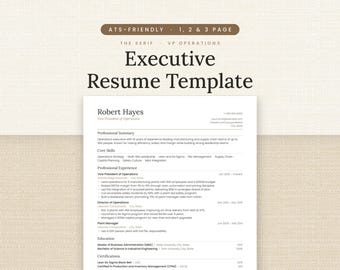 Plantilla de currículum ejecutivo, currículum de 1, 2 y 3 páginas compatible con ATS para Word y Google Docs, currículum de líder sénior con carta de presentación