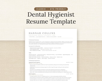 Vorlage für einen Lebenslauf als Dentalhygieniker/in, ATS-optimierter Lebenslauf für Word und Google Docs, 1- und 2-seitiger Lebenslauf mit Anschreiben, Lebenslauf für Dentalhygieniker/innen