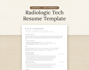 Vorlage für einen Lebenslauf als Radiologietechnologe, ATS-optimierter Röntgen-Lebenslauf für Word und Google Docs, 1- und 2-seitiger Lebenslauf mit Anschreiben