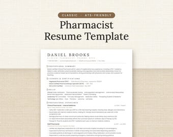ATS-optimierte Lebenslaufvorlage für Apotheker, Lebenslauf für klinische Apotheker, Anschreiben (Digitaler Download)