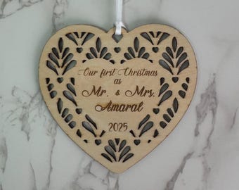 Custom Wood or Acrylic "Our First Christmas" Ornament