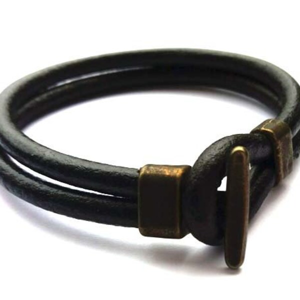 Pulsera para Hombres de Cuero Genuino - Negro, para ellos, para él, adolescente, ideas para regalar, novio, amigo, hermano, esposo, sobrino