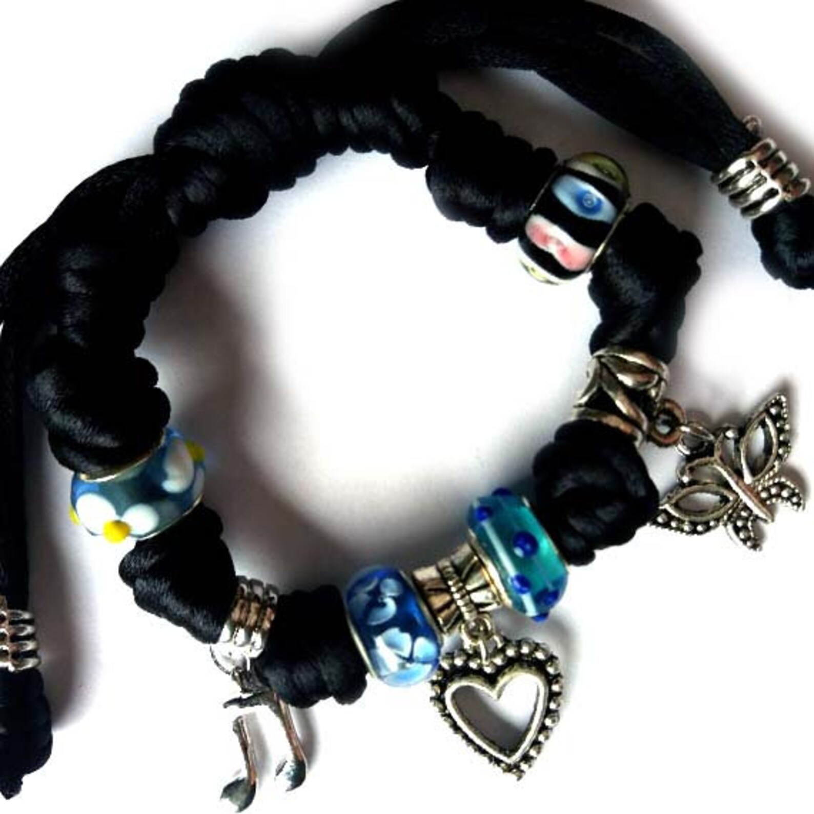 Black Charm Bracelet Gift idea for girlfriend Anniversary gift Etsy