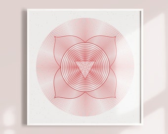 Mūlādhāra, root chakra wall art print, 16x16