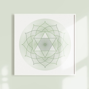 Heart Chakra Art Print, Meditation Room Decor, Green Anahata Chakra