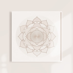 Crown Chakra Print, Neutral Yoga Room, Boho Wall Art, Meditation Decor, Sahasrara Chakra Poster