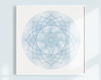 Throat Chakra Art Print, Meditation Yoga Decor, Visuddha Blue Art