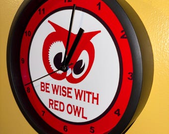Red Owl Grocery Store Super Market Kitchen Diner Restaurant Advertising Wall Clock Sign