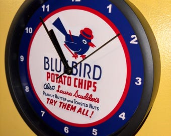Blue Bird Potato Chips  Grocery Store Diner Kitchen Man Cave Bar Advertising Wall Clock Sign