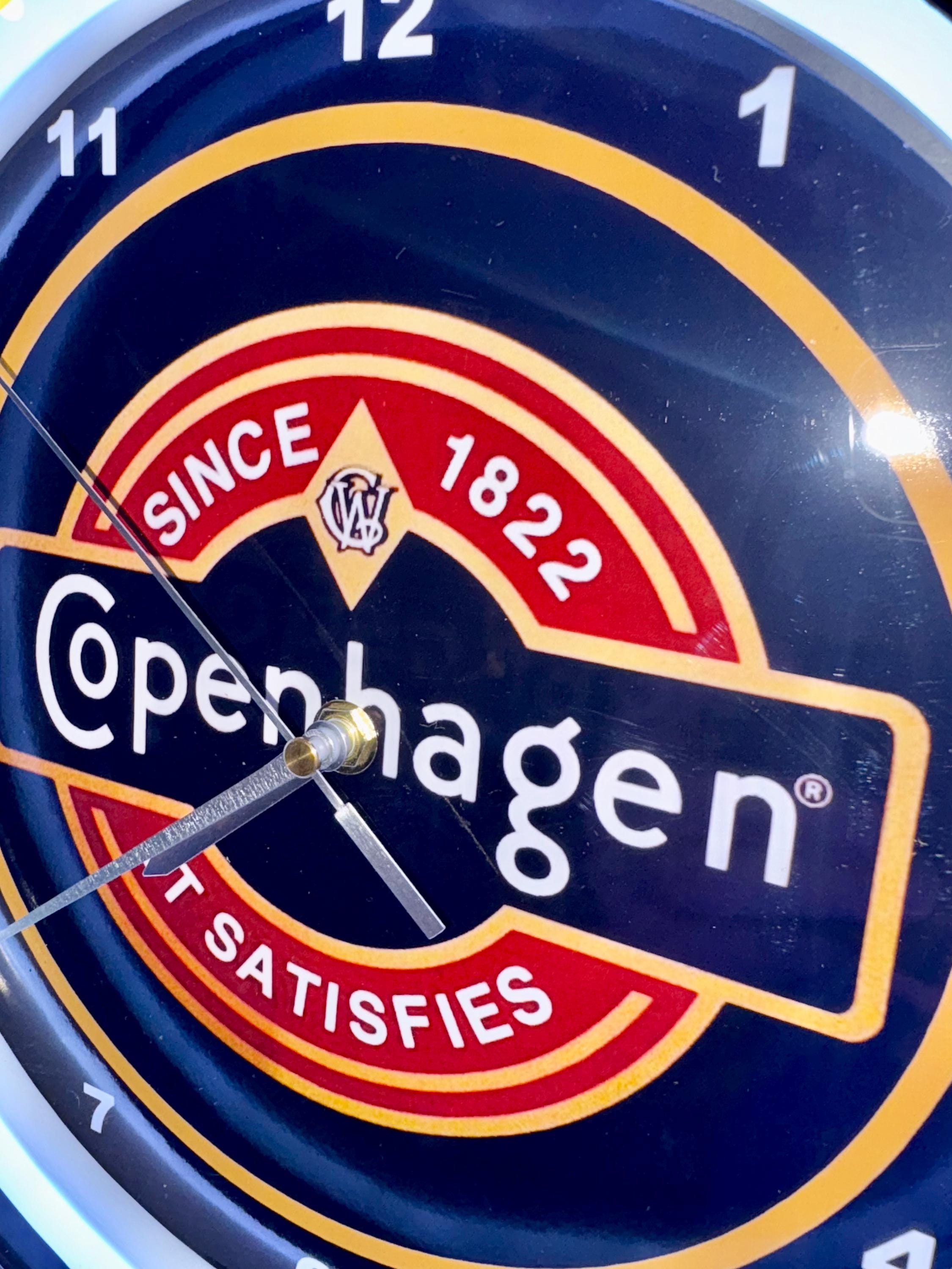 Copenhagen Chewing Tobacco Snuff Chaw Store Bar Man Cave Blue Neon Style  LED Retro Wall Clock Advertising Sign
